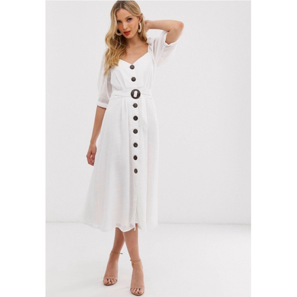 ASOS DESIGN button through midi dress